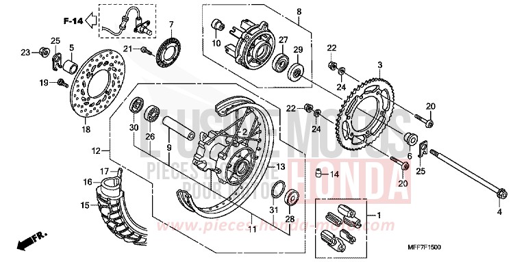 REAR WHEEL for TRANSALP ABS PEARL CONCOURS BLACK (NHA65) from 2010